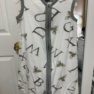 Burt's Bees White and Gray Sleep Sack with Bee and Alphabet Design